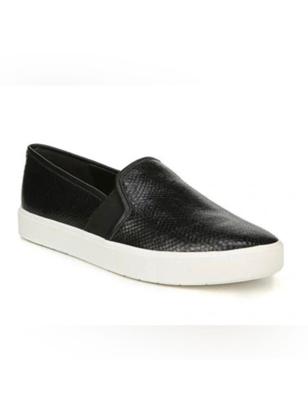 NIB Vince Blair 5 Snake Print Slip on Black Leather Sneakers